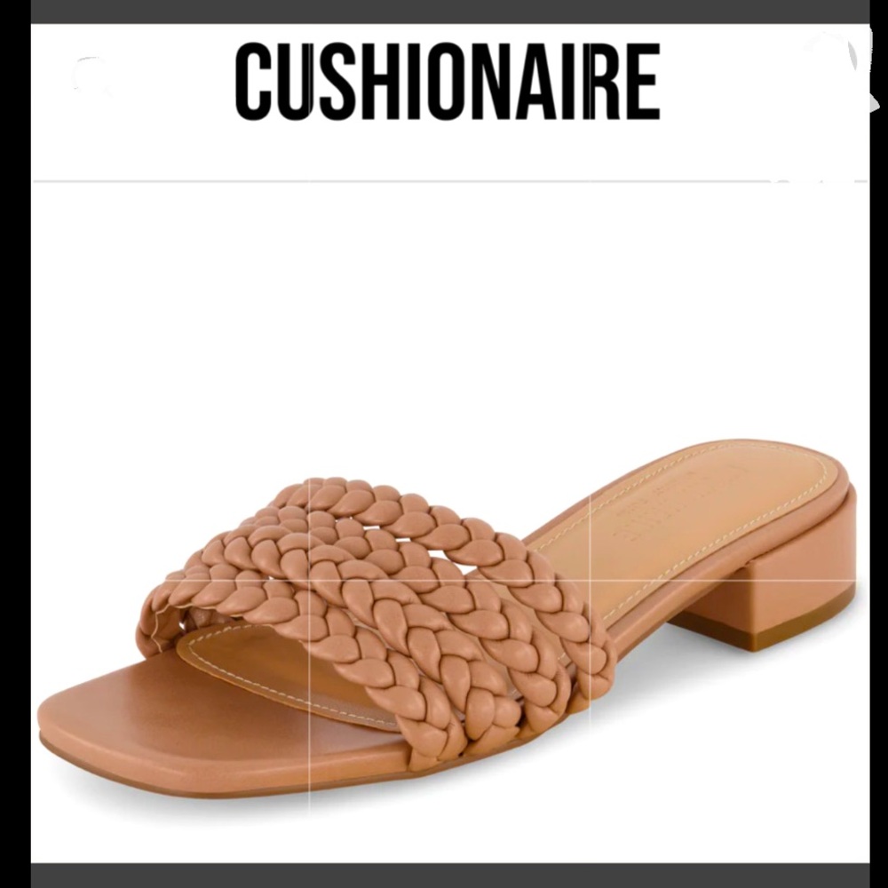 New! Neary braided block heel Tan Braided Slide Sandals